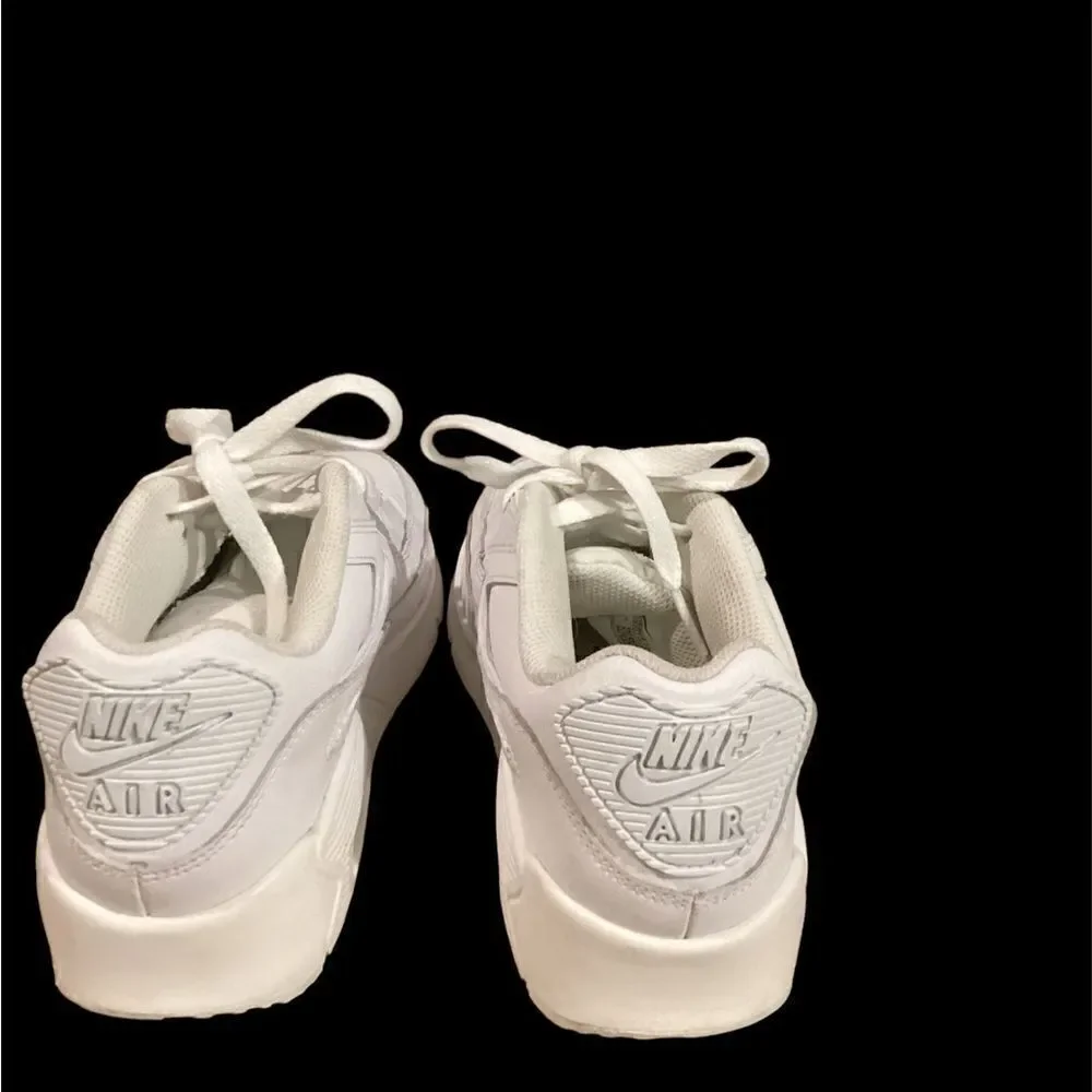 Nike Air Max 90 Trainers Triple White Leather - US 4.5 Y- CD6864-100 (2019)